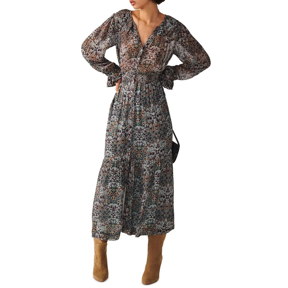 Ba&sh - Floral Long Sleeve Dress - sheer - Sz 3 (fit like US Large)